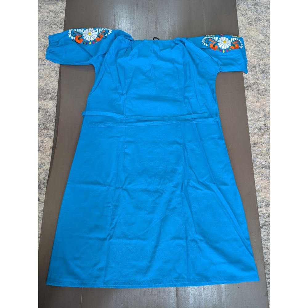 Traditional Mexican style dress in Blue - Picture 4 of 4